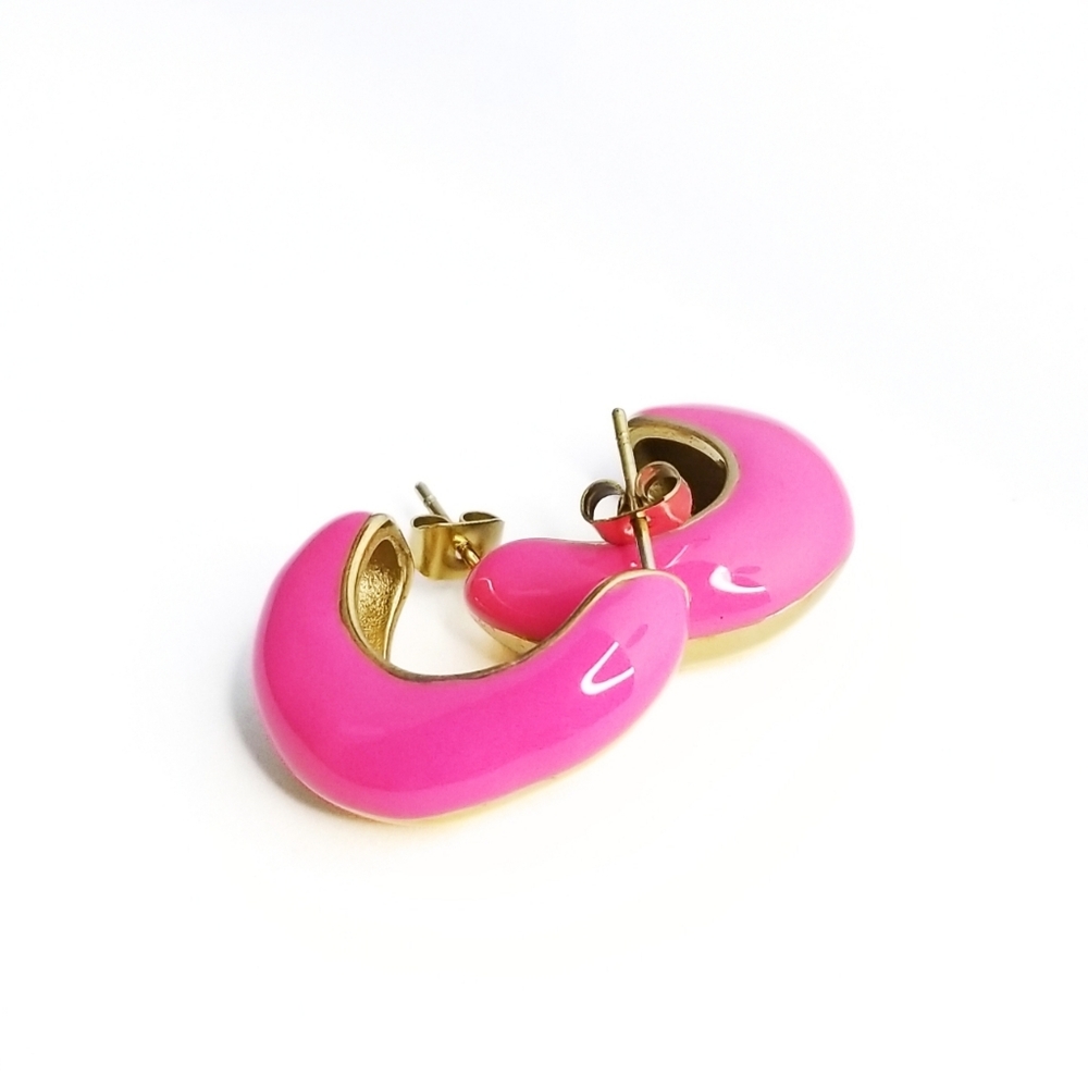 Pink Enamel Hoops - Waterproof